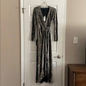 NWT BCBGMaxAzria Graphite Velour Wrap Dress XS